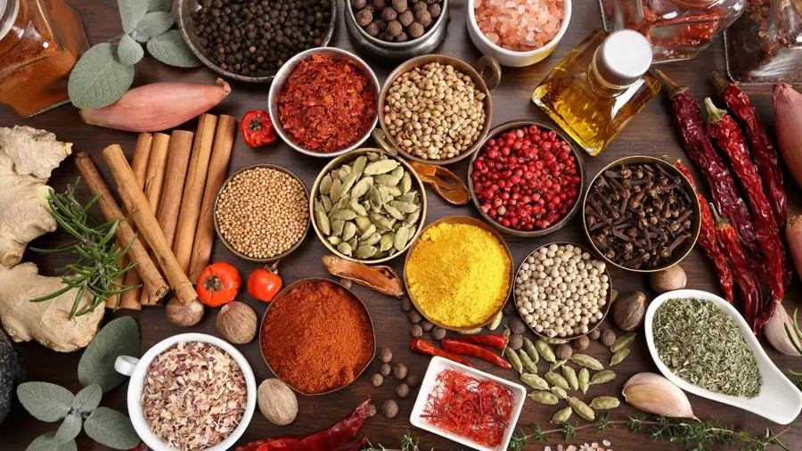 Assorted Indian spices and agricultural products sourced for global export and supply